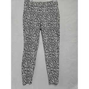 Peck & Peck Women's Pants Size 10 Black White Animal Print Straight Leg Casual